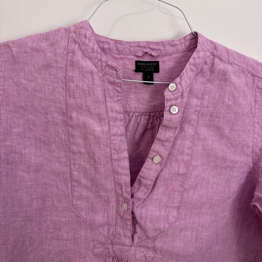 Womens 6 J. Crew Popover Shirt In Irish Baird McNutt Linen Pink Orchid EUC